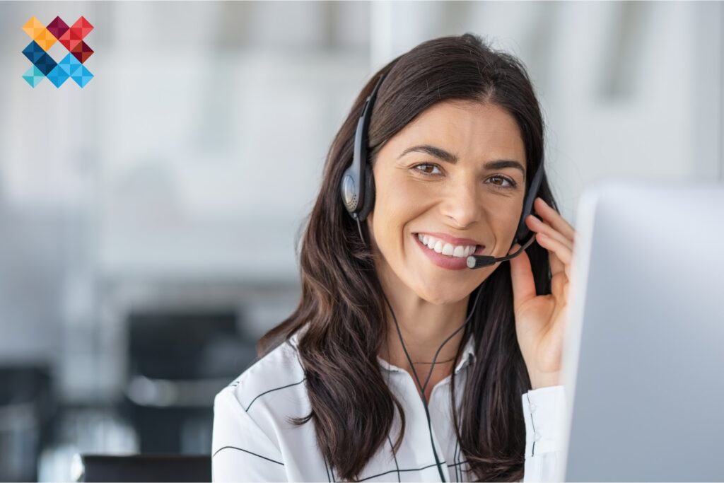A person answering a telephone call.