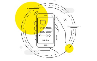 Methodology line icon. Mobile phone vector button. Development process sign. Strategy symbol. Methodology line icon. Abstract concept badge. Vector